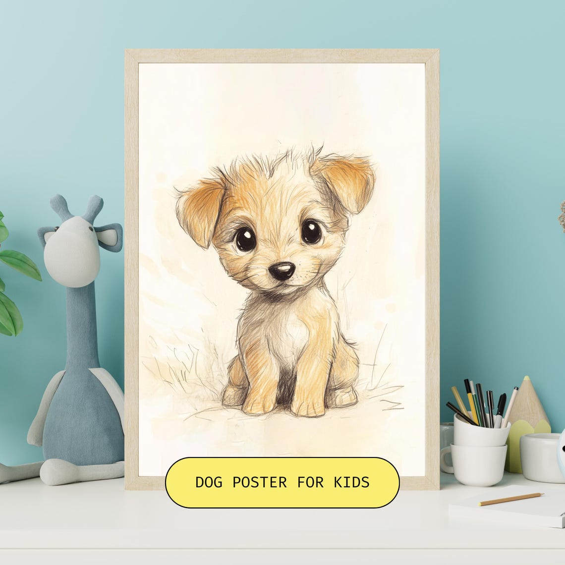 Kids Animal Dog Poster Nursery Wall Art Playroom Kids Decor Cute Dog Animal Illustration Childrens Room Prints Dog Art Poster