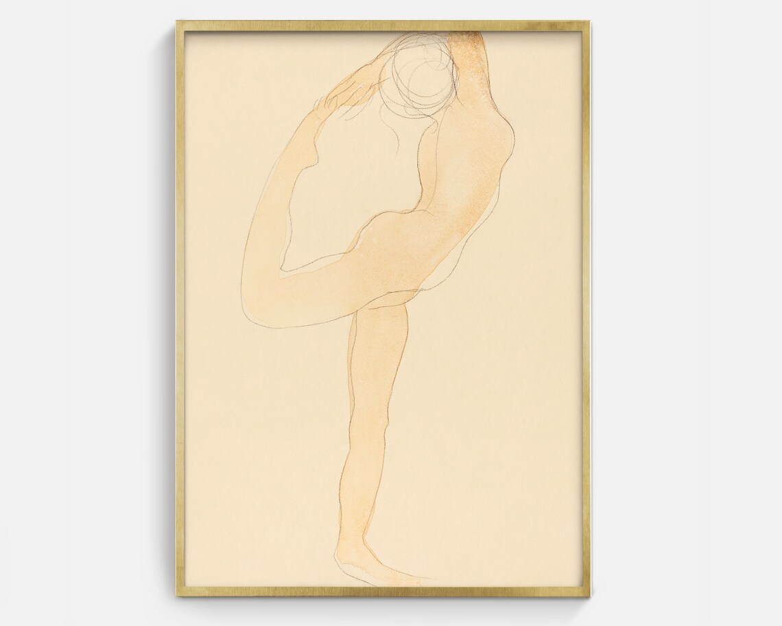 Nude Dancer Sketch No1, Minimalist Vintage Art Print
