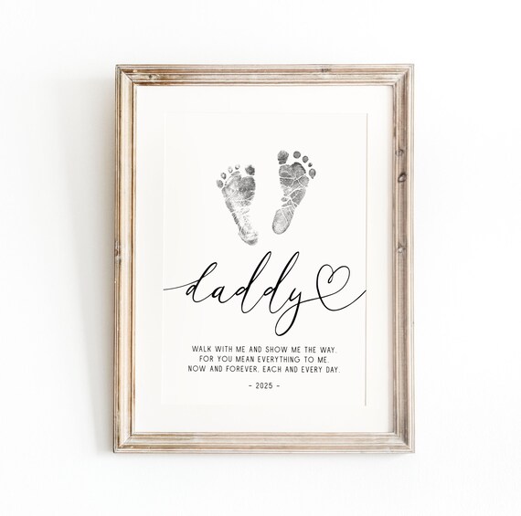 Fathers Day Footprint Art, Gift for Dad