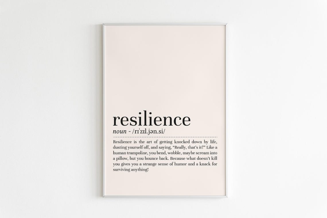 Resilience Definition Inspirational Strength Dictionary Style Poster