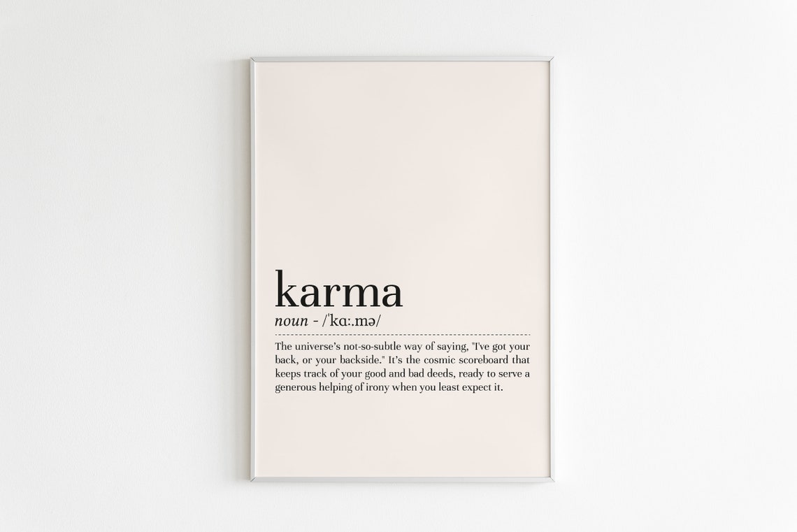 Karma Definition Funny Dictionary Quote Witty Minimalist Poster