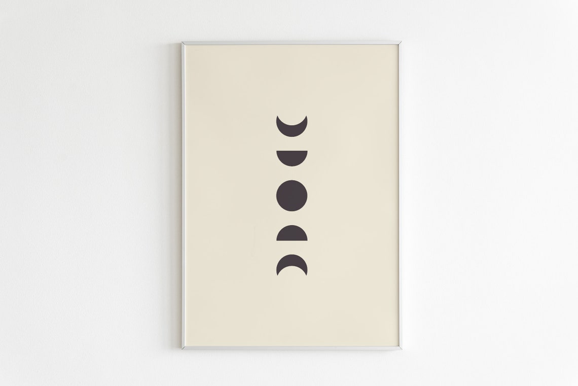 Moon Phase Minimalist Celestial Charcoal Cream Lunar Cycle Poster - Image 2