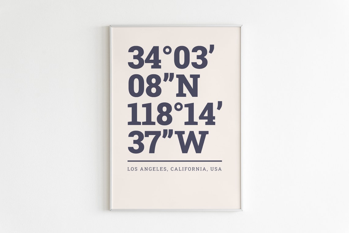 Los Angeles California USA Coordinates Bold Typography Art Poster