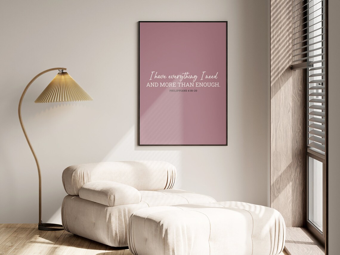 Philippians 418 20 I Have Everything I Need Art Bible Verse Print Scripture Wall Art Bible Quotes Art Bible Art Calligraphy - Image 2