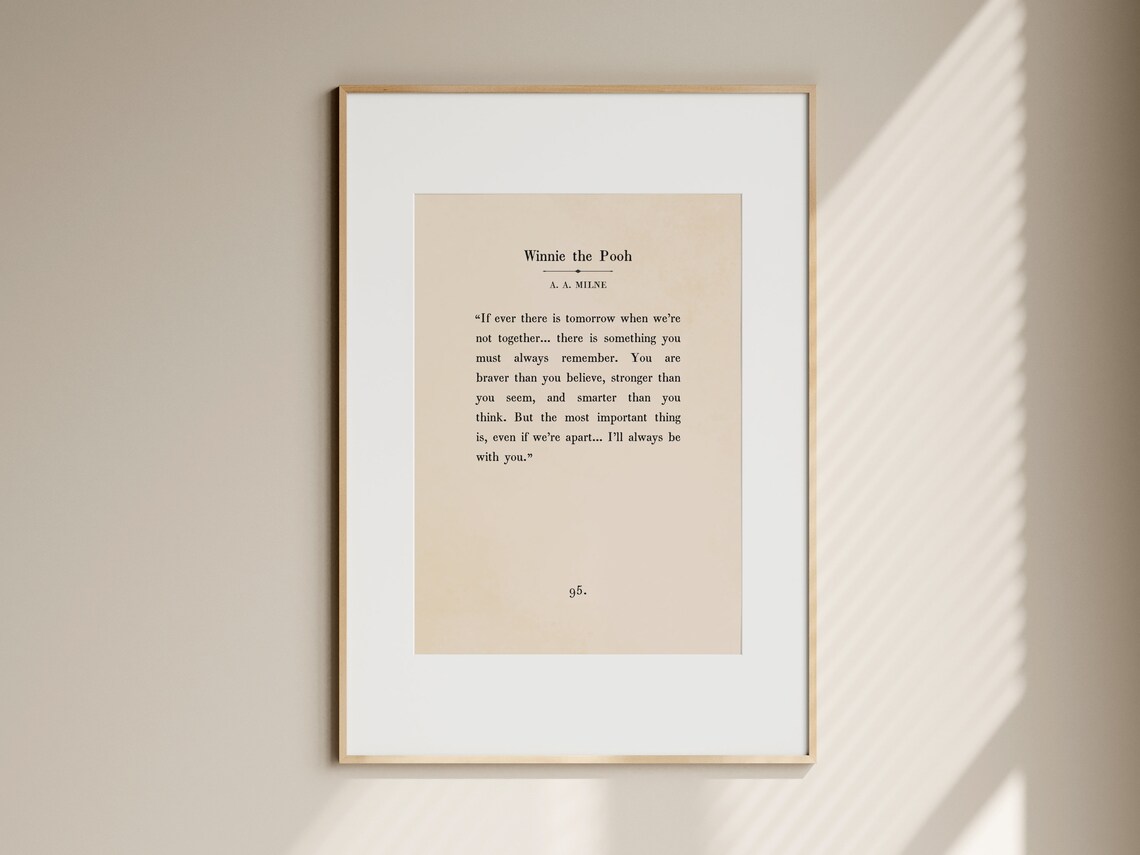 Winnie The Pooh Quote Art Print, A.A. Milne