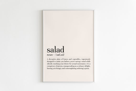 Salad Definition Minimalist Wall Art Print