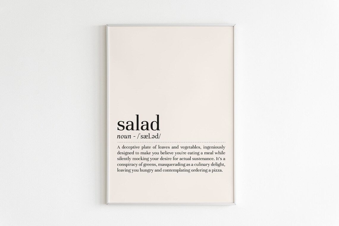 Salad Definition Minimalist Wall Art Print