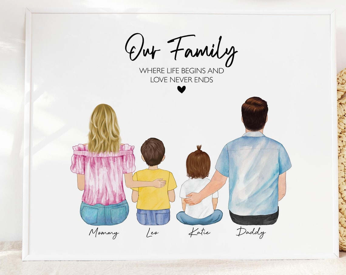 Our Family Where Life Begins Love Never Ends Portrait Poster