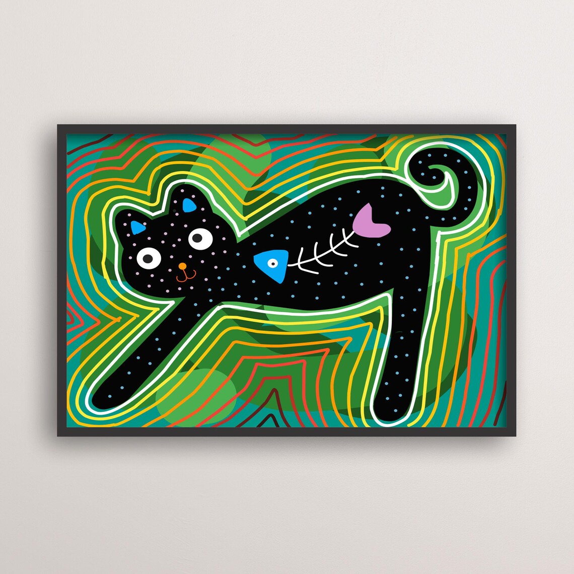 Cat Art, Whimsical Boho Decor Poster Print