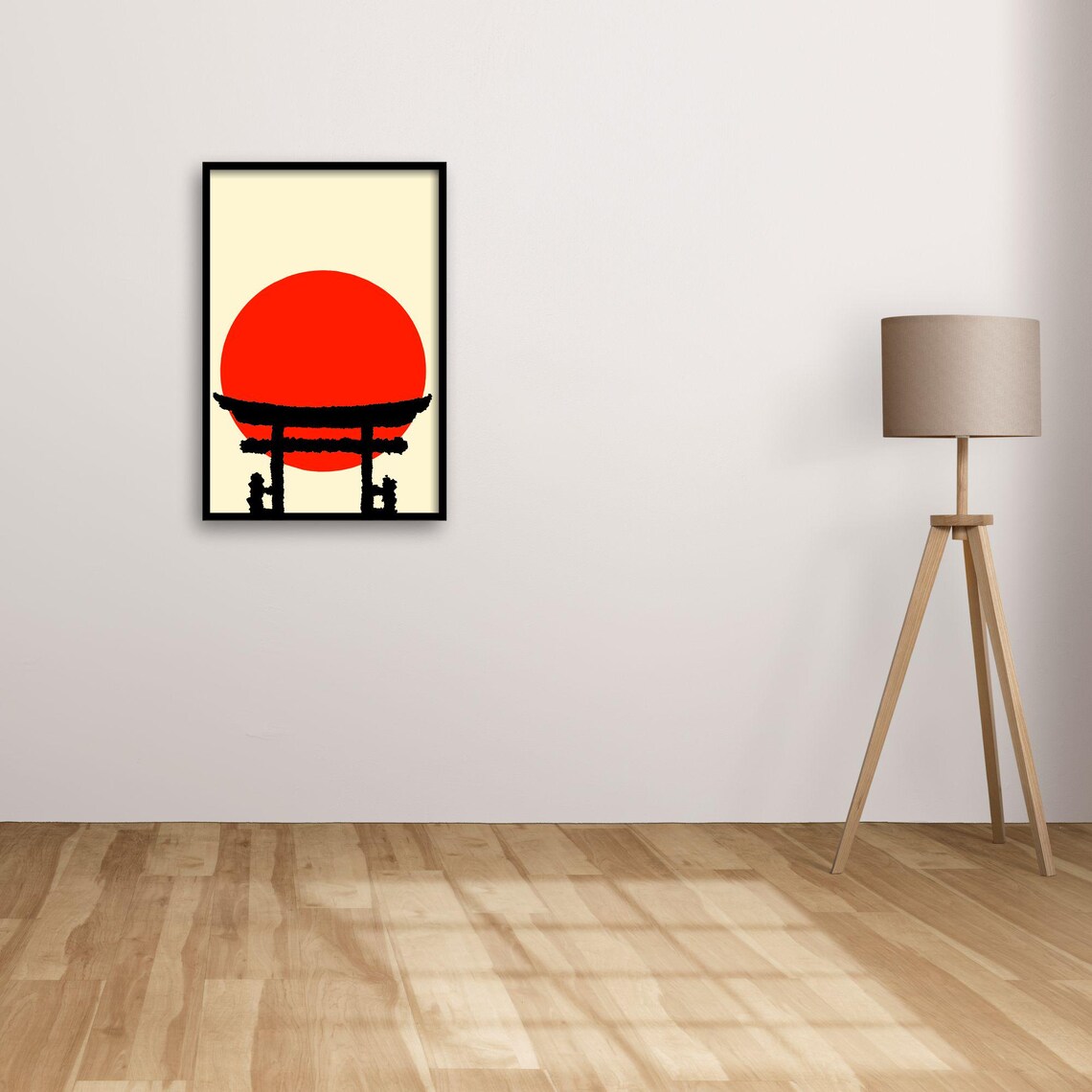 Japanese Torii Gate, Minimalist Sunrise Art Print - Image 2