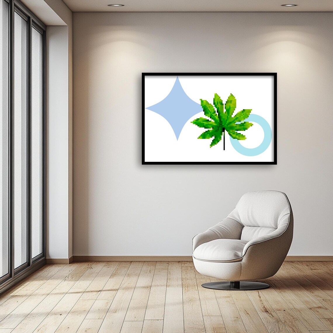 Pixel Pop Art Tropical Leaf Geometric Retro Game Style - Image 4