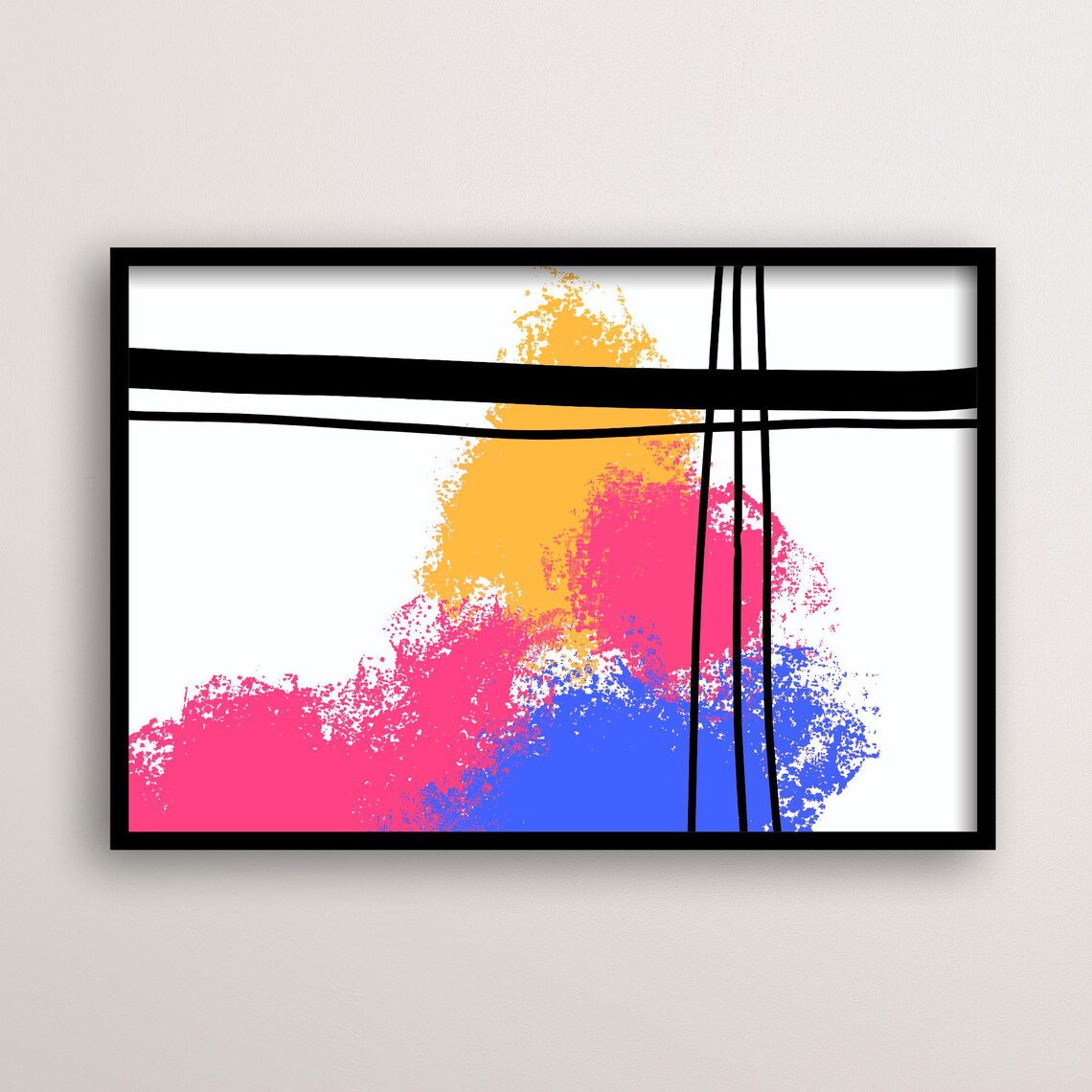 Color Splash Geometric Line Art, Boho Decor