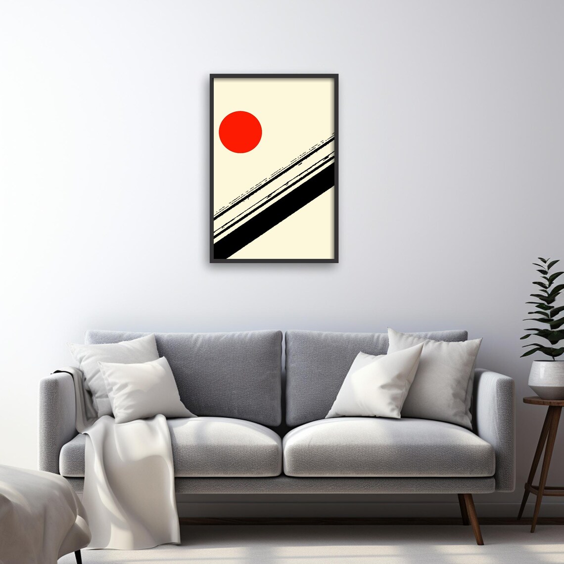 Japanese Minimalist Red Sun Poster, Zen Wabi Sabi - Image 2