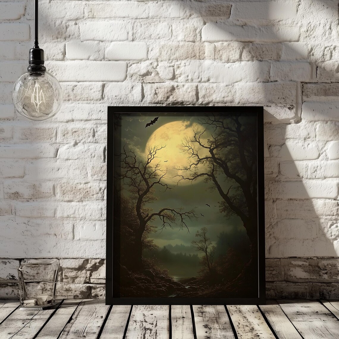 Creepy Forest Moon Vintage Gothic Moon Art Print - Image 2