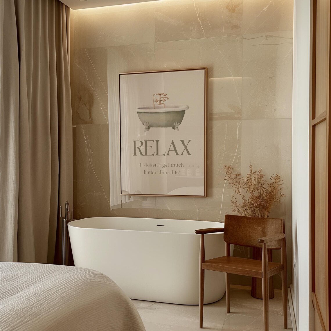 Relax Clawfoot Bathtub Watercolor It Doesnt Get Better Than This Spa Poster - Image 3