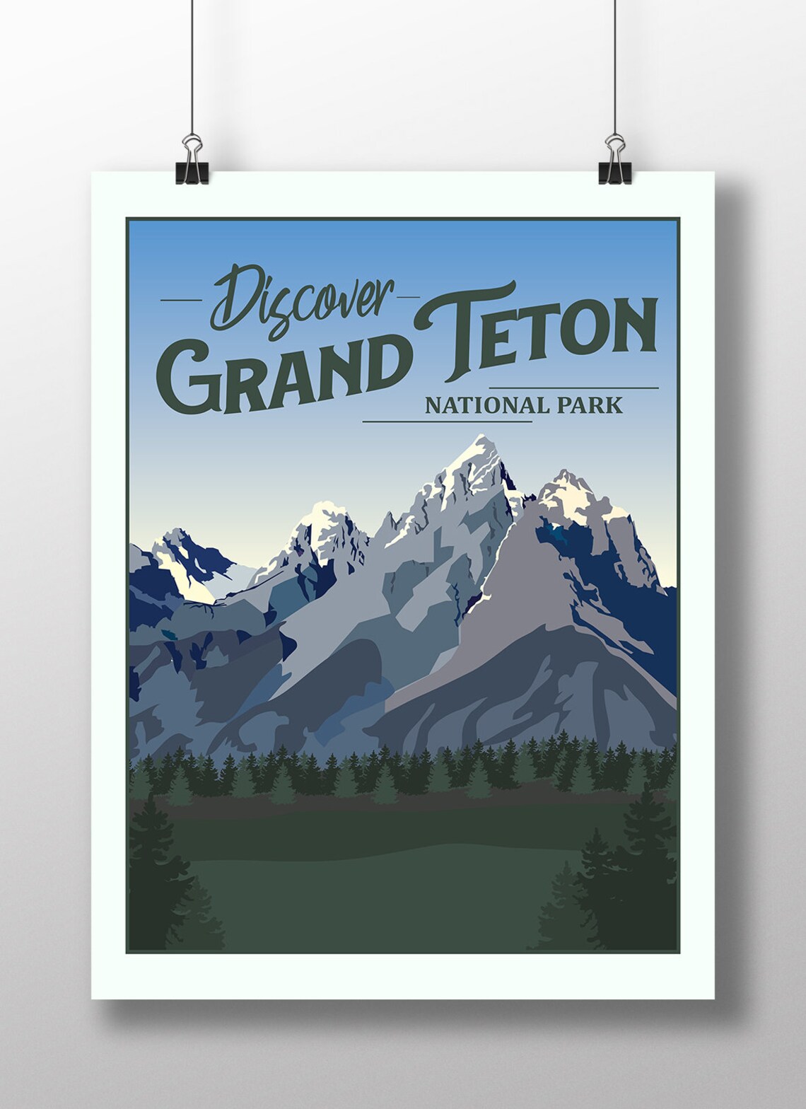 Grand Teton National Park Retro Travel Poster