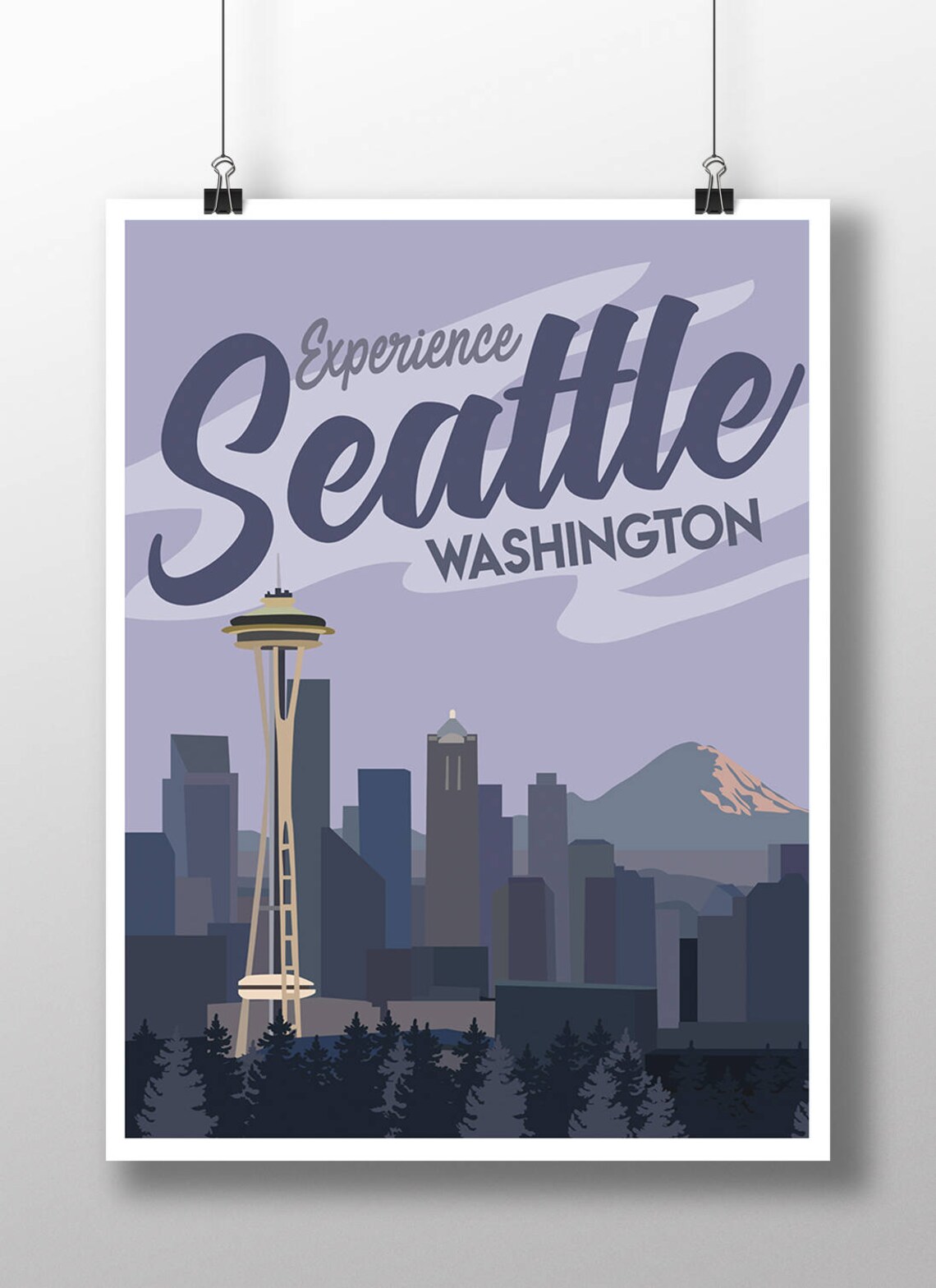 Seattle Vintage Travel Poster, Retro Travel Art Print