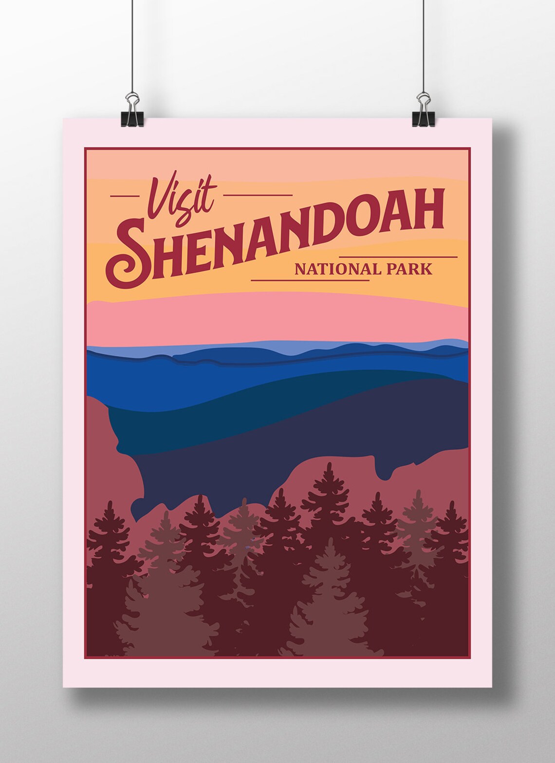 Shenandoah National Park Series Art Print, Travel Poster