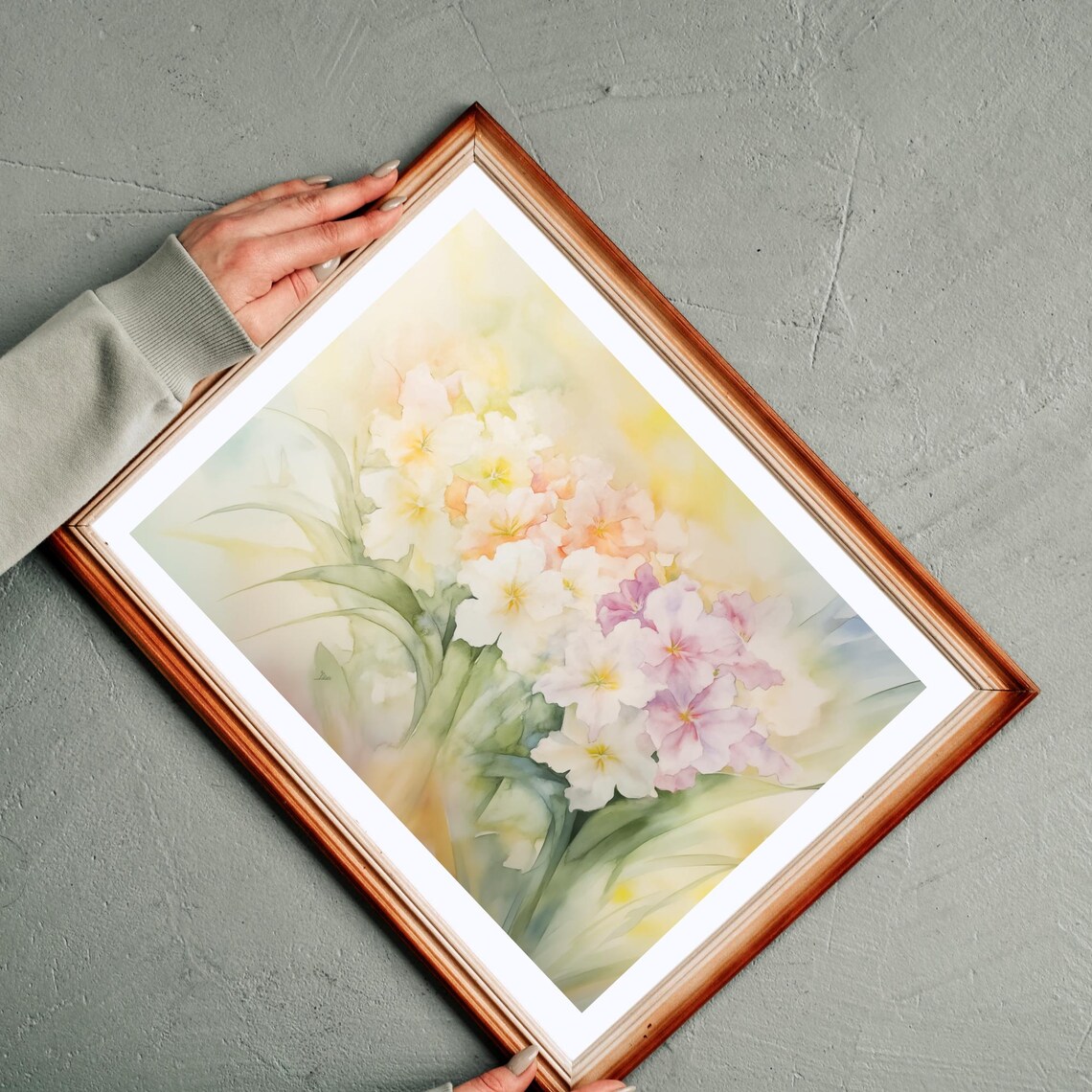 Beautiful Soft Watercolor Flower Bouquet Pastel Blossom Wall Art