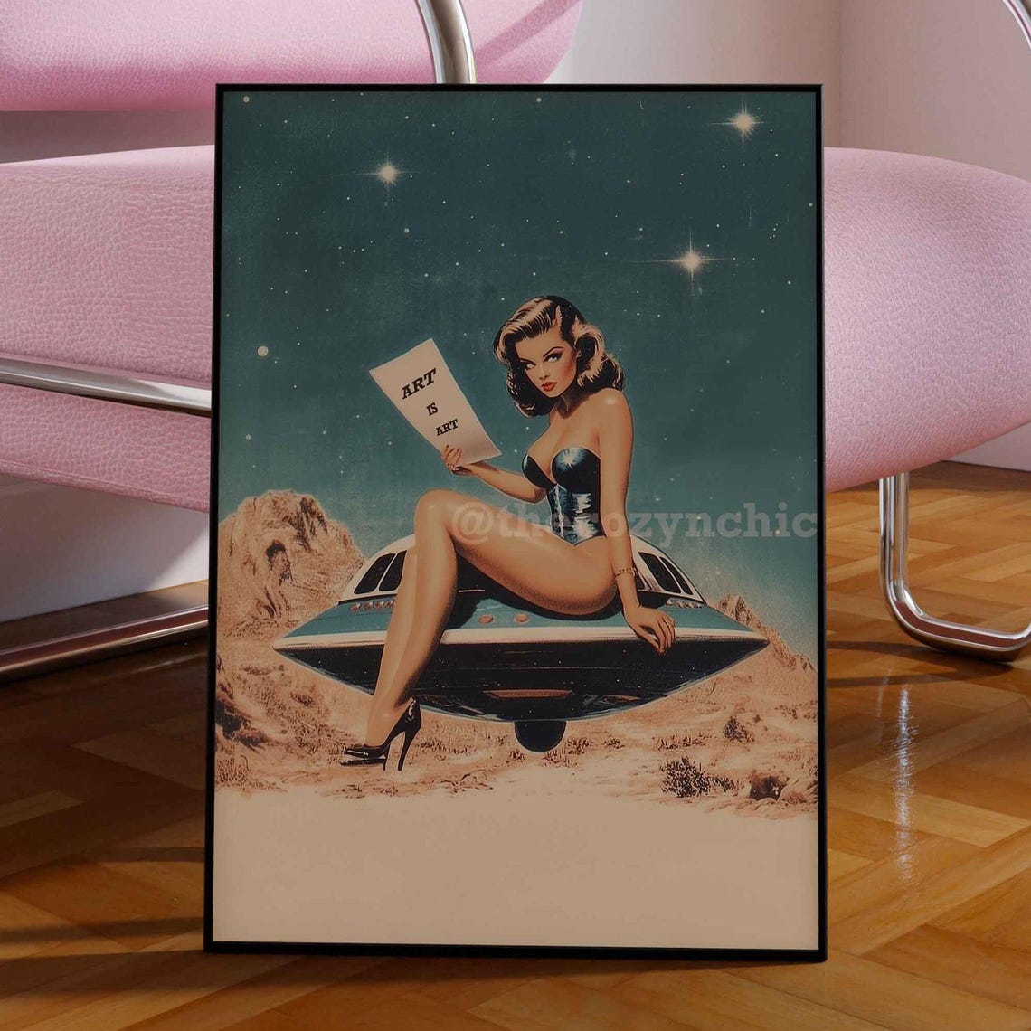 Psychedelic Ufo Poster Retro Alien Abduction Surreal Art Print