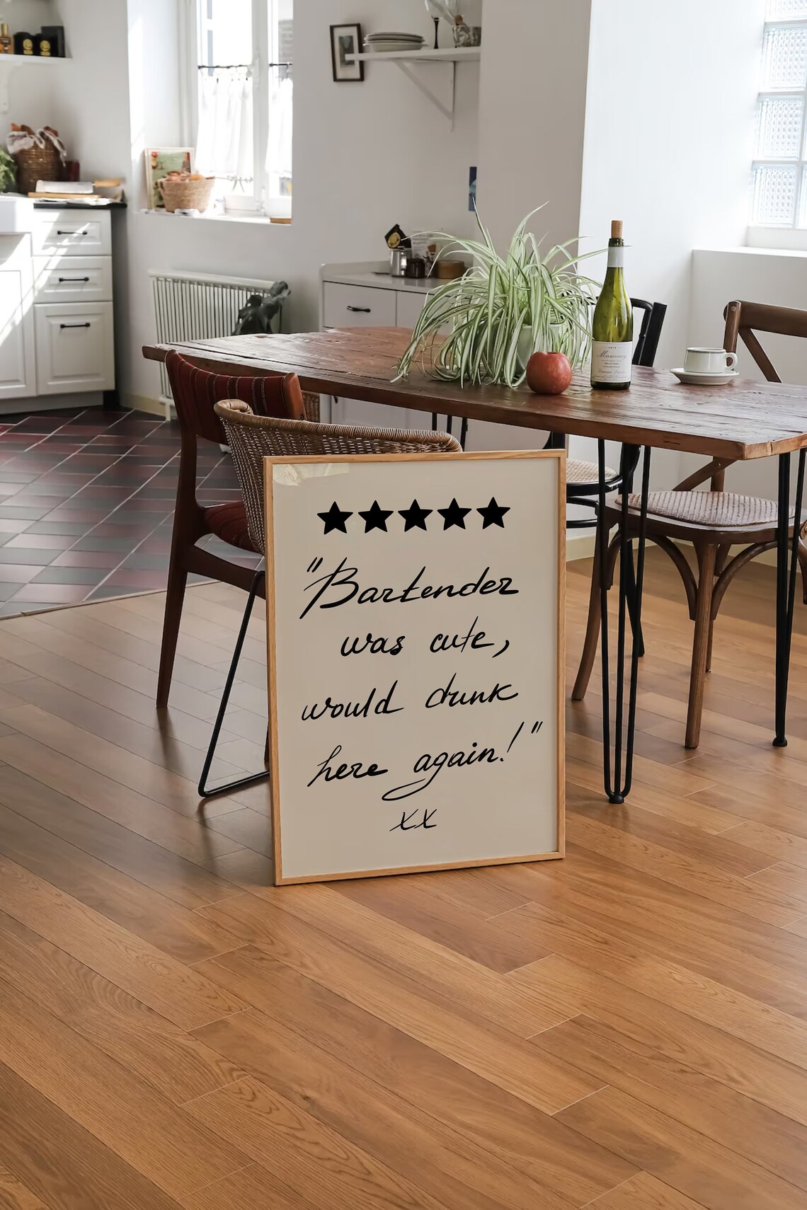 Bartender Was Cute Would Drink Here Again Print Retro Wall Art Kitchen Wall Prints Bar Cart Print Hand Drawn Wall Art Aesthetic Print - Image 2