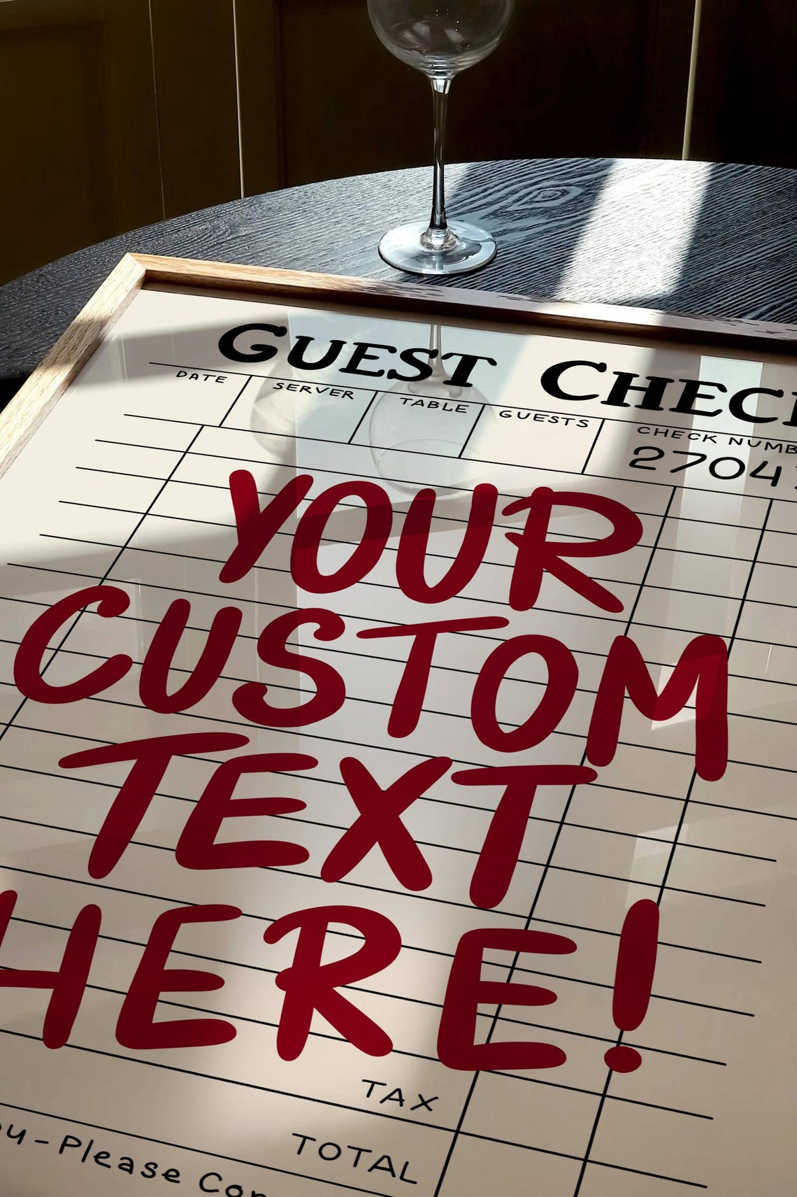 Your Custom Text Here Red Personalized Guest Check Quote Poster - Image 3