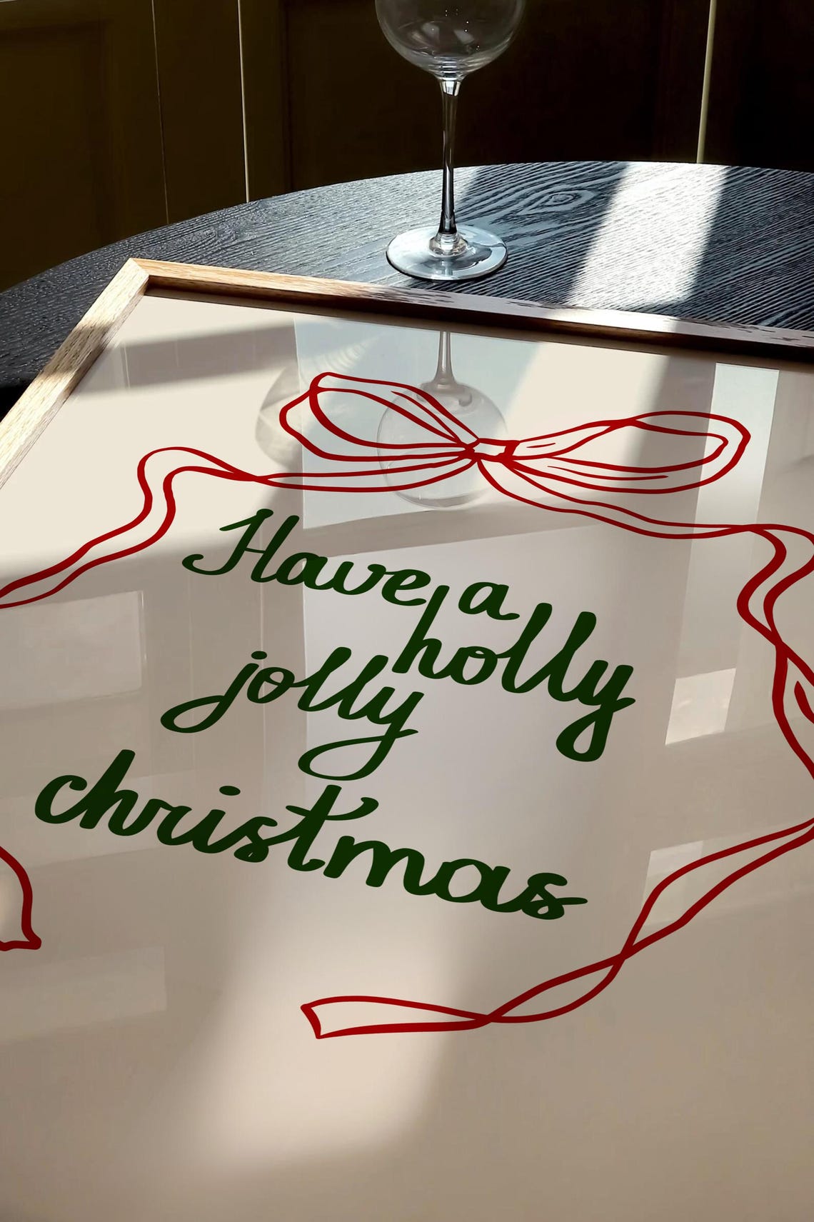 Have A Holly Jolly Christmas Green Script Big Red Bow Poster - Image 2