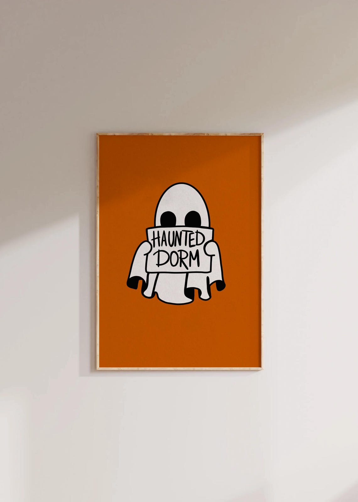 Haunted Dorm Cute Ghost Sign Orange Halloween Dorm Wall Poster - Image 2