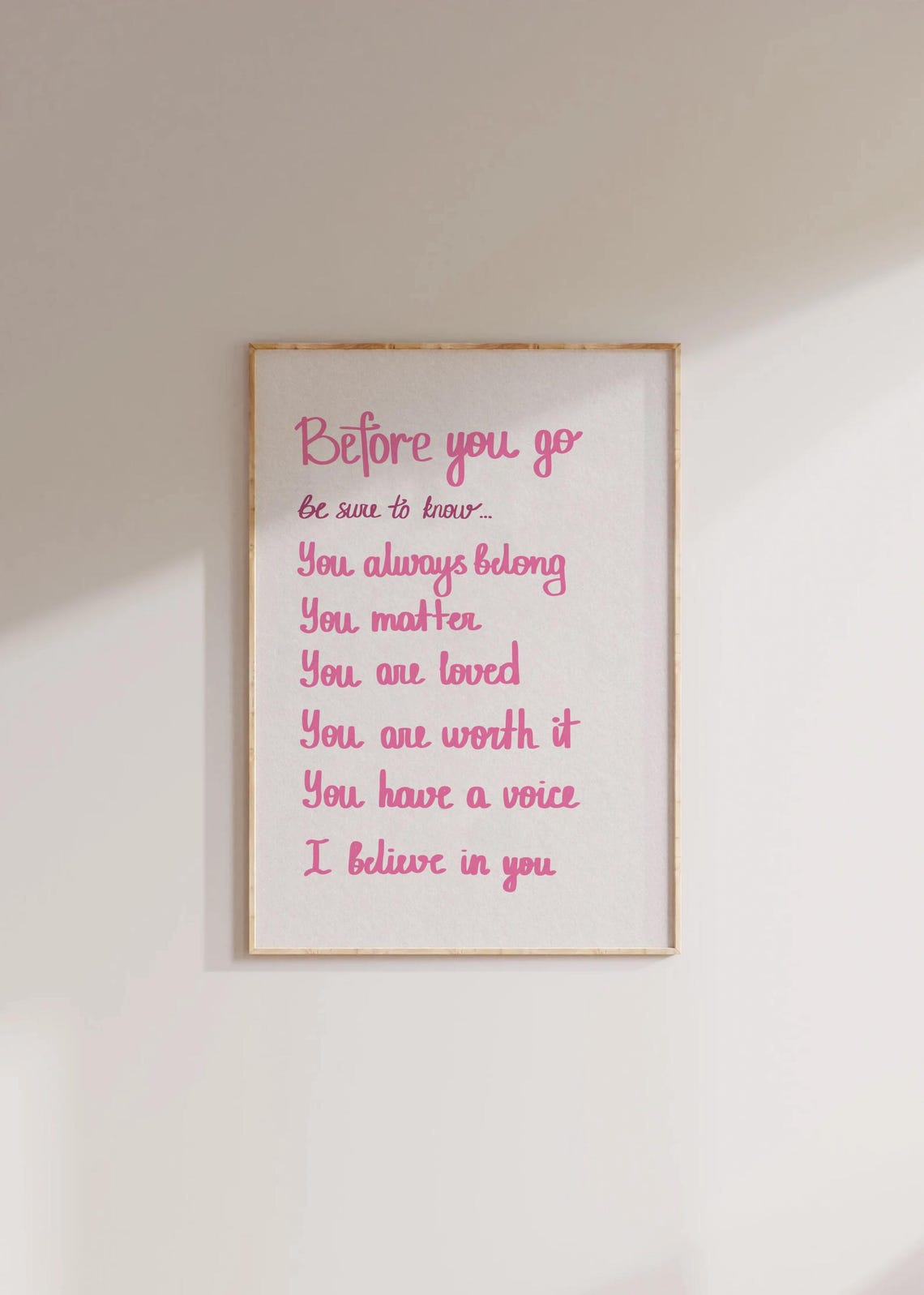 Before You Go Affirmation Pink Dorm Room Inspirational Quote Poster - Image 3