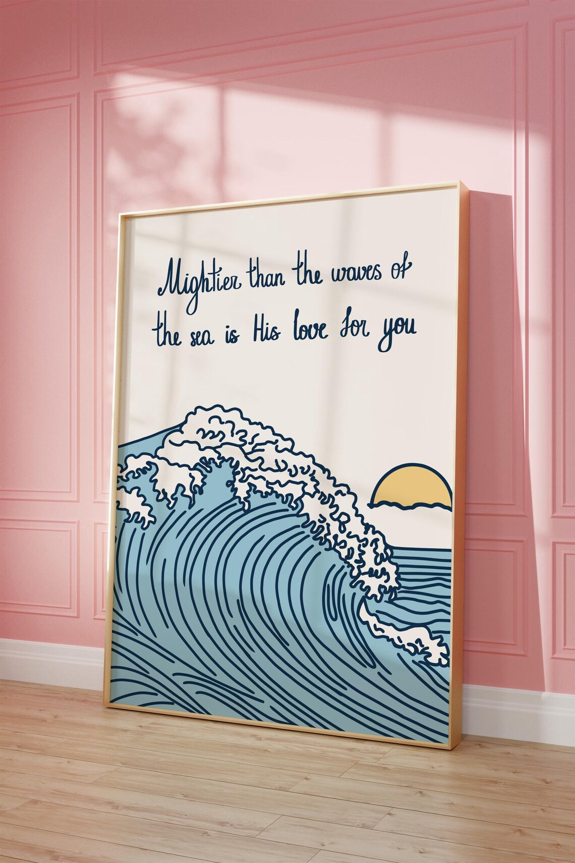 Mightier Than The Waves Minimalist Christian Art Print - Image 2