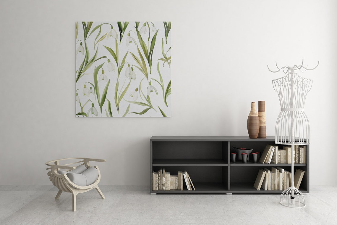 Snowdrop Repeating Floral Pattern Fresh Watercolor Art Poster - Image 9