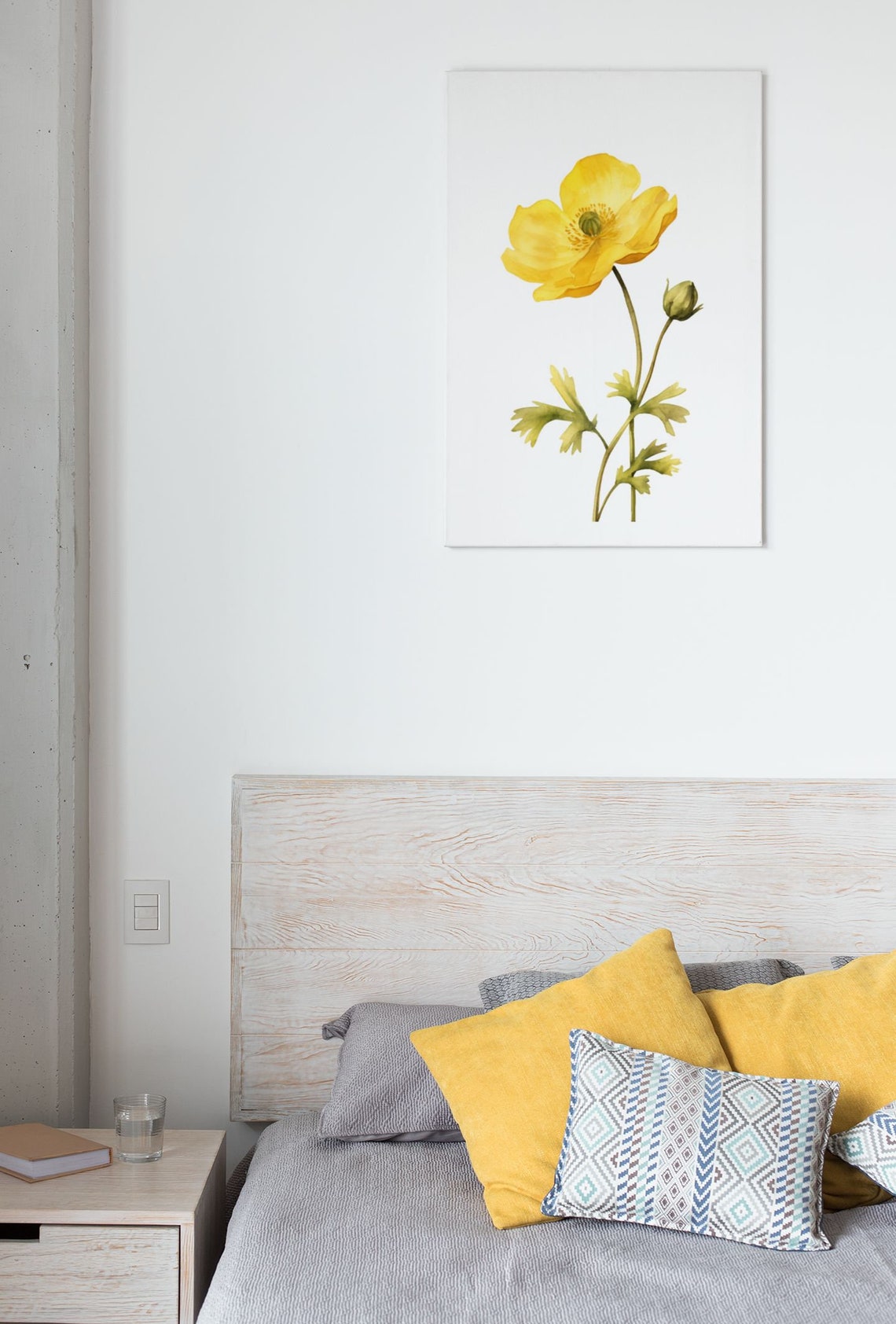 Yellow Buttercup Single Bloom Minimalist Modern Watercolor Poster - Image 6
