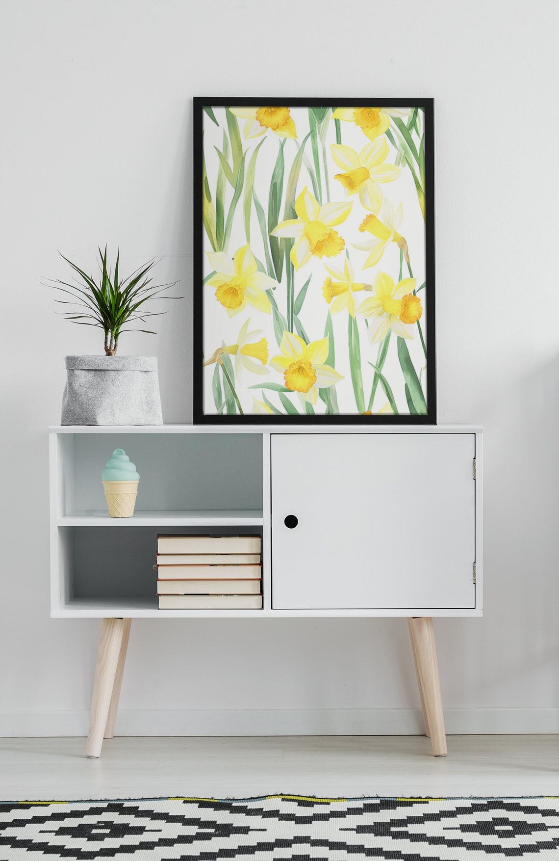 Yellow Daffodils Spring Field Fresh Watercolor Floral Botanical Poster - Image 5
