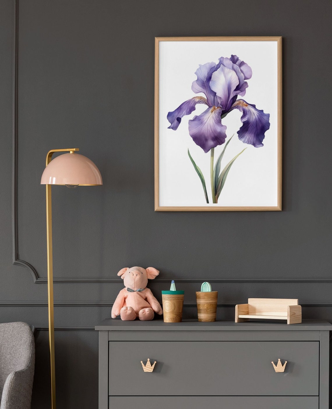 Violet Blue Iris Single Bloom Watercolour Botanical Flower Poster - Image 9