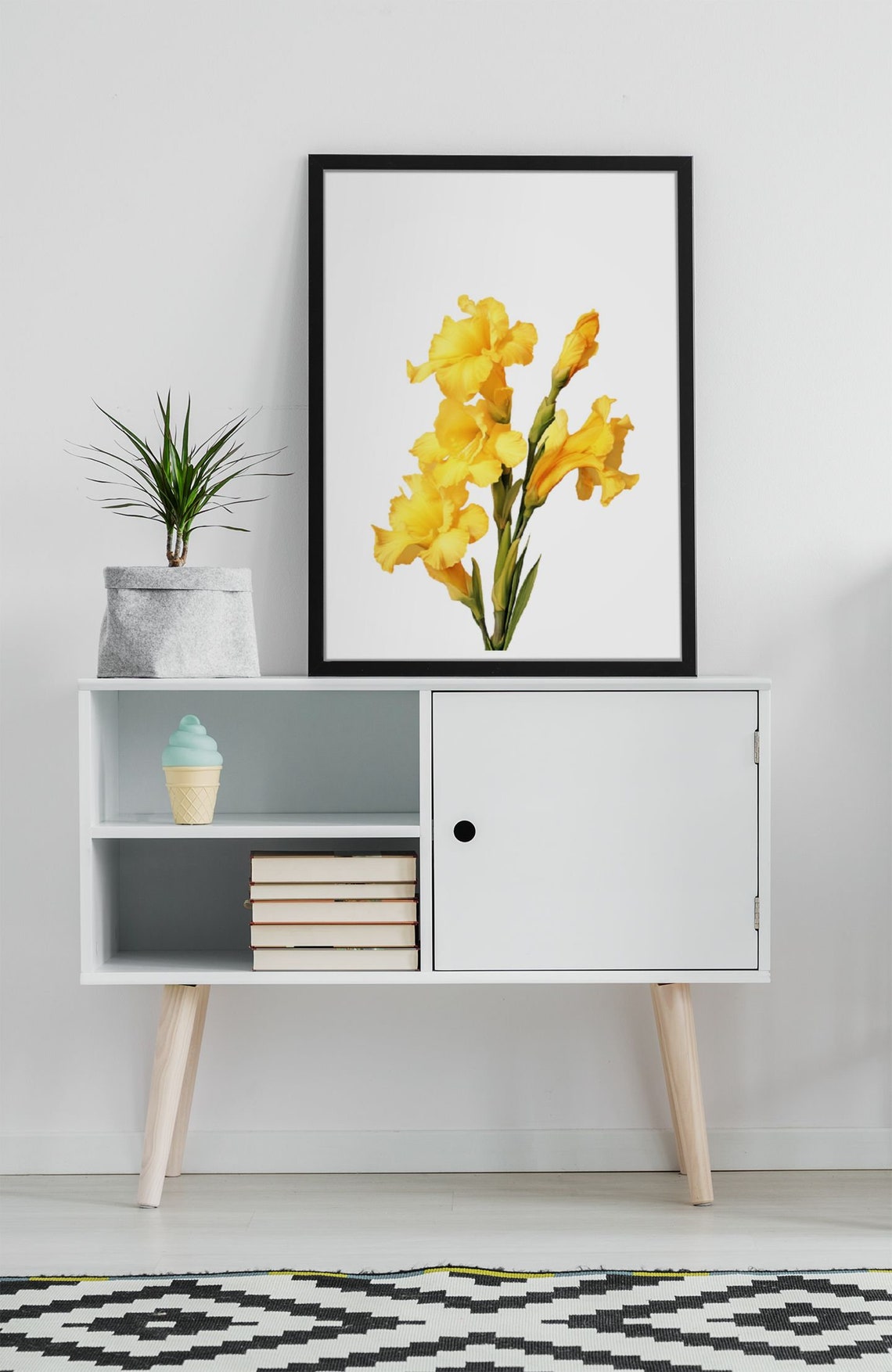 Yellow Gladiolus Blooms Sunny Watercolour Botanical Flower Poster - Image 7