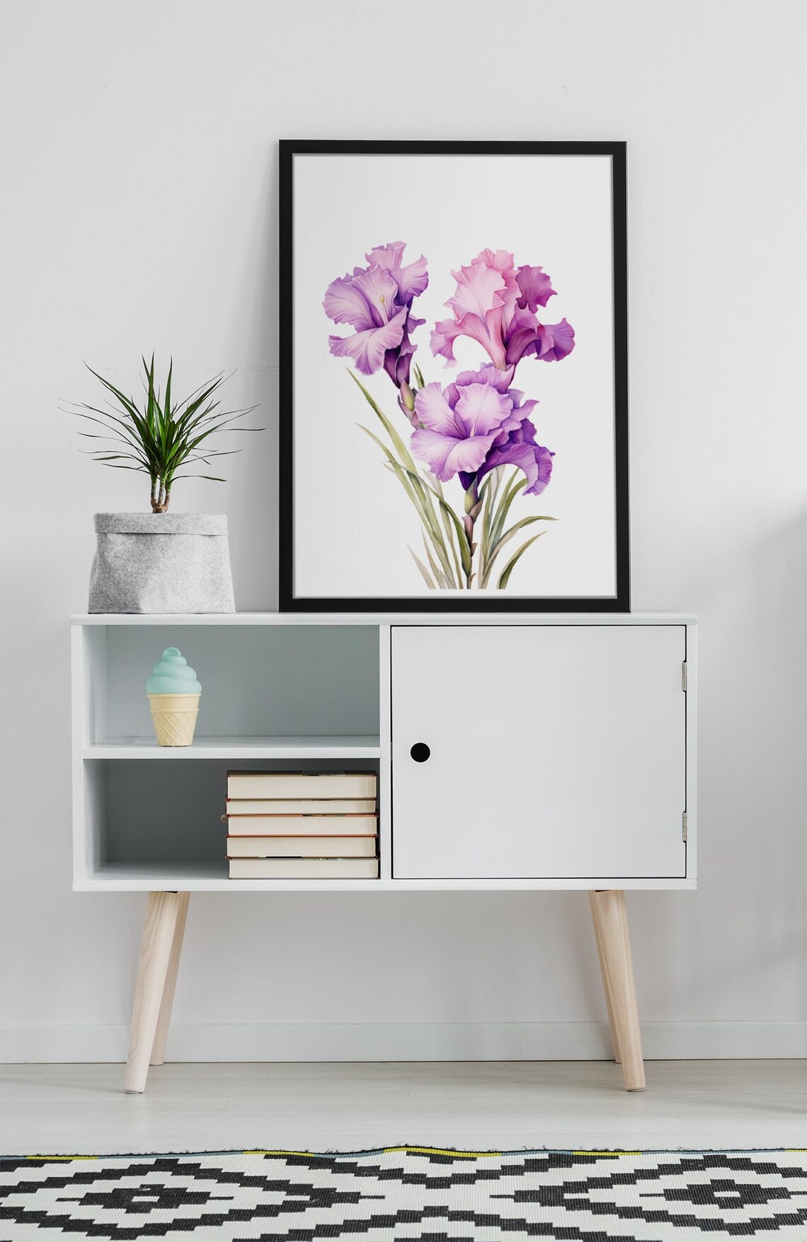 Purple Gladiolus Flower Spike Stately Elegant Watercolor Art Poster - Image 6