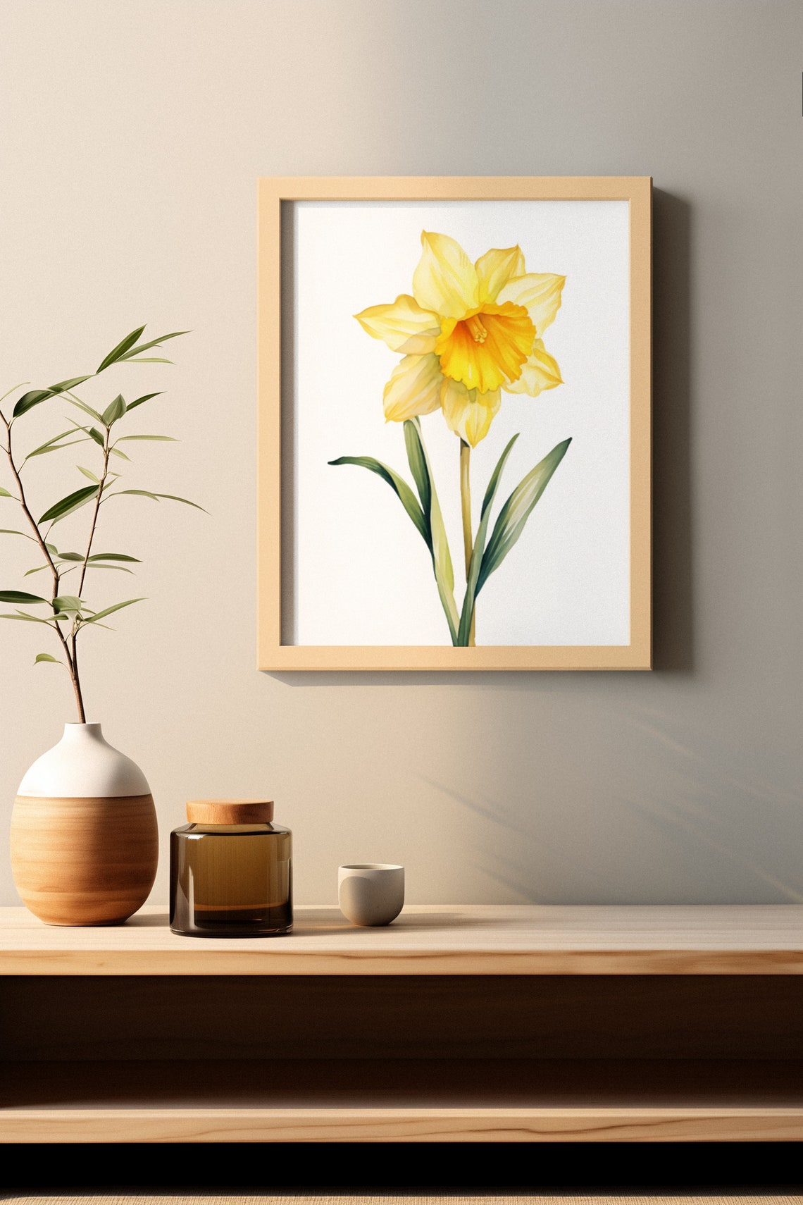 Yellow Daffodil Spring Bloom Watercolour Botanical Flower Poster - Image 2
