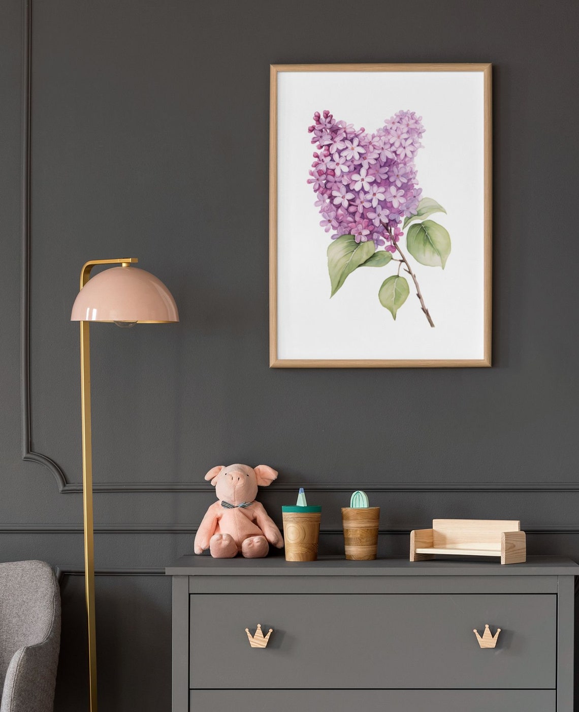 Pink Lilac Single Cluster Watercolour Botanical Flower Poster - Image 6