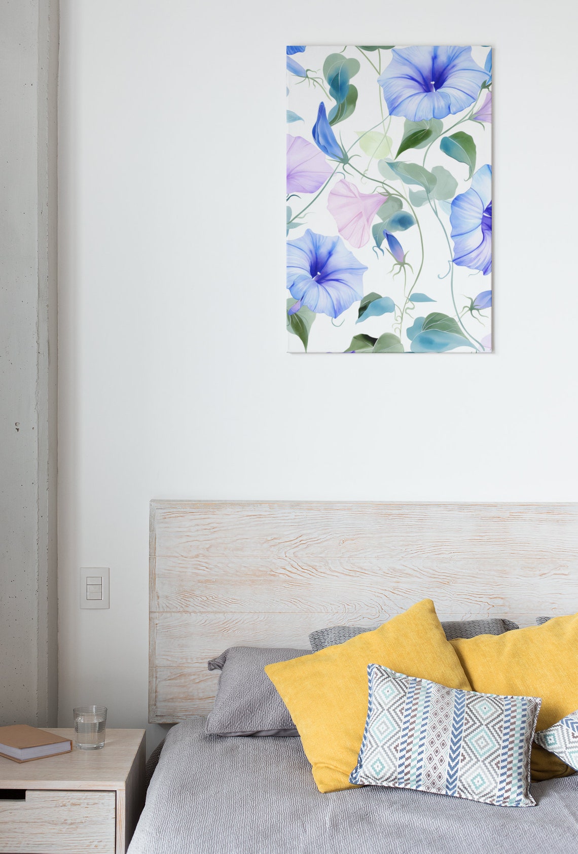 Blue Morning Glory Vines Delicate Watercolor Floral Botanical Poster - Image 6