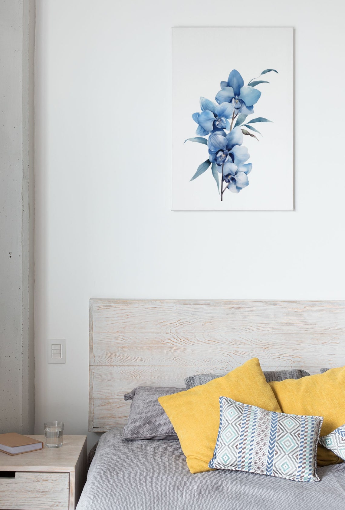 Blue Orchid Flower Stem Elegant Watercolour Botanical Flower Poster - Image 6