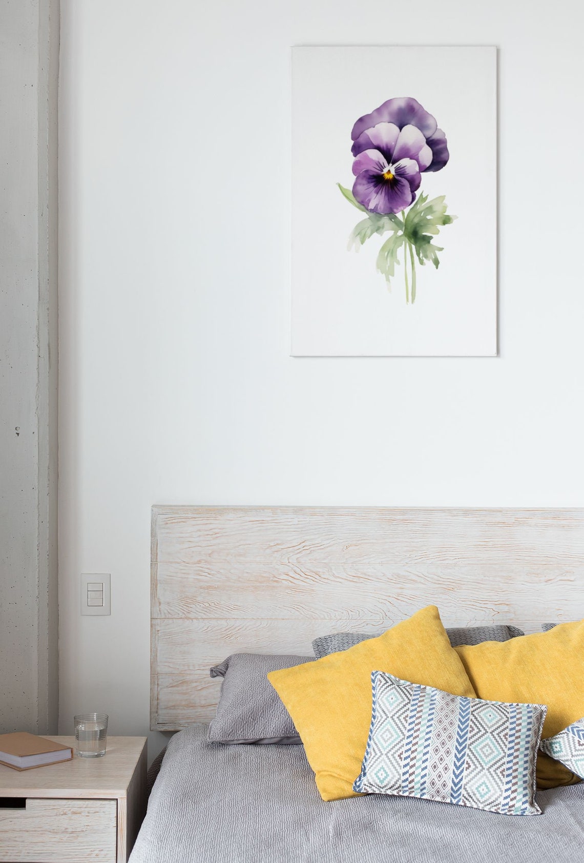 Purple Pansy Single Bloom Watercolour Botanical Flower Poster - Image 8