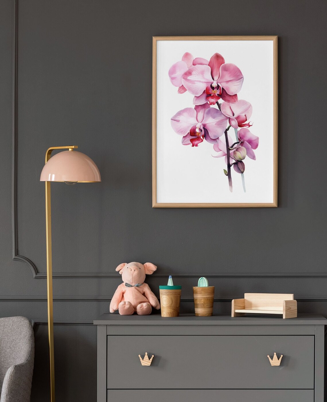 Pink Orchid Flower Spray Watercolour Botanical Flower Poster - Image 9