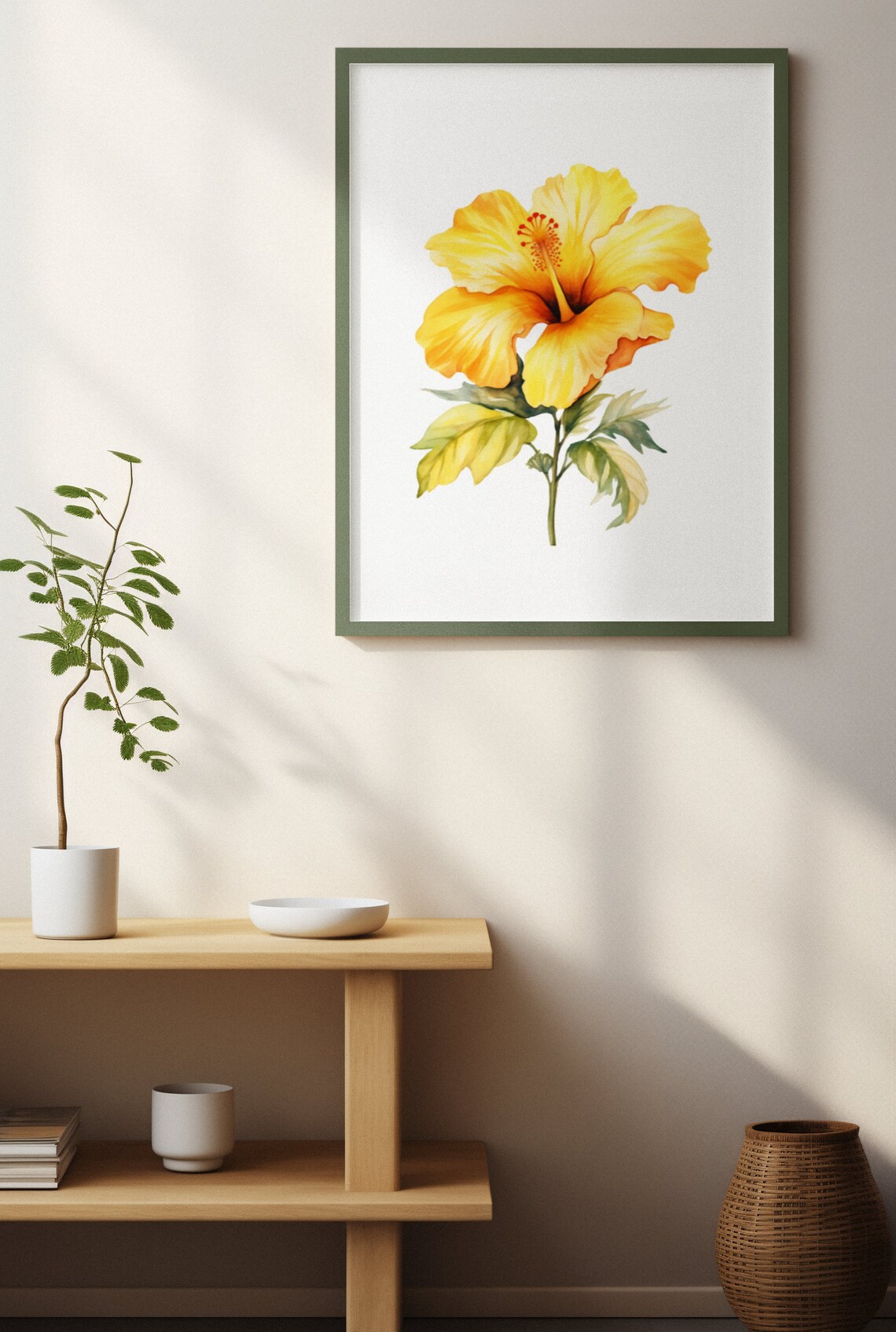 Yellow Hibiscus Tropical Bloom Watercolor Floral Botanical Poster - Image 4