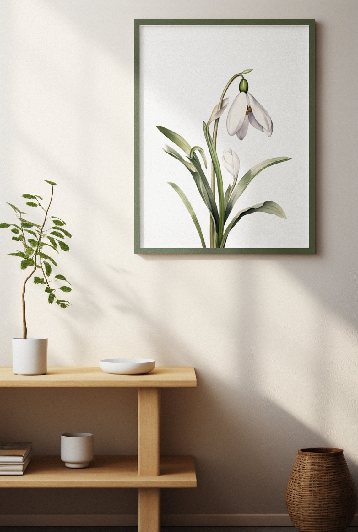 White Snowdrop Bell Flower Botanical Watercolor Study Poster - Image 4