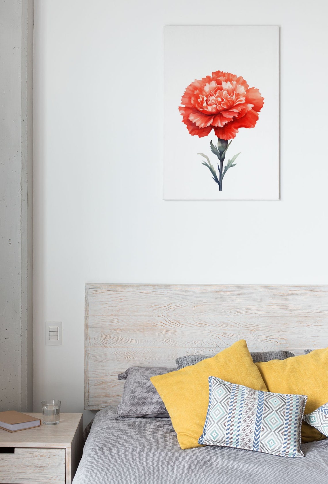 Red Carnation Close-Up Bloom Bold Dramatic Watercolor Art Poster - Image 5
