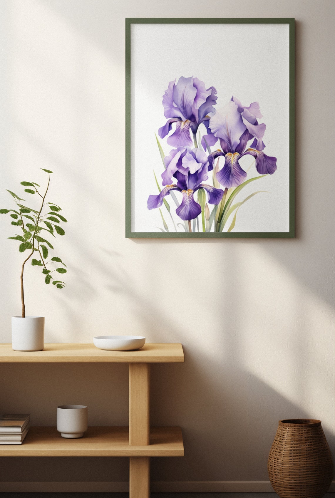 Purple Bearded Iris Cluster Rich Watercolor Floral Botanical Poster - Image 2