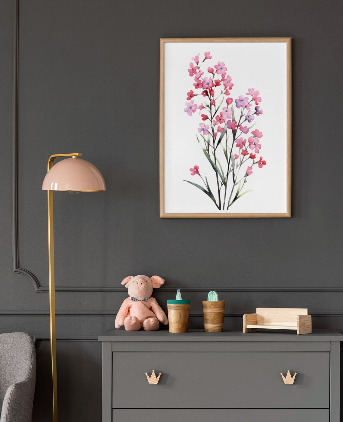 Pink Forget-Me-Not Sprays Delicate Watercolor Flower Art Poster - Image 9