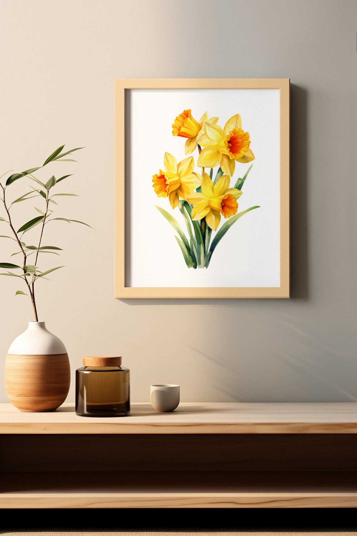Yellow Narcissus Spring Bouquet Watercolour Botanical Flower Poster - Image 2