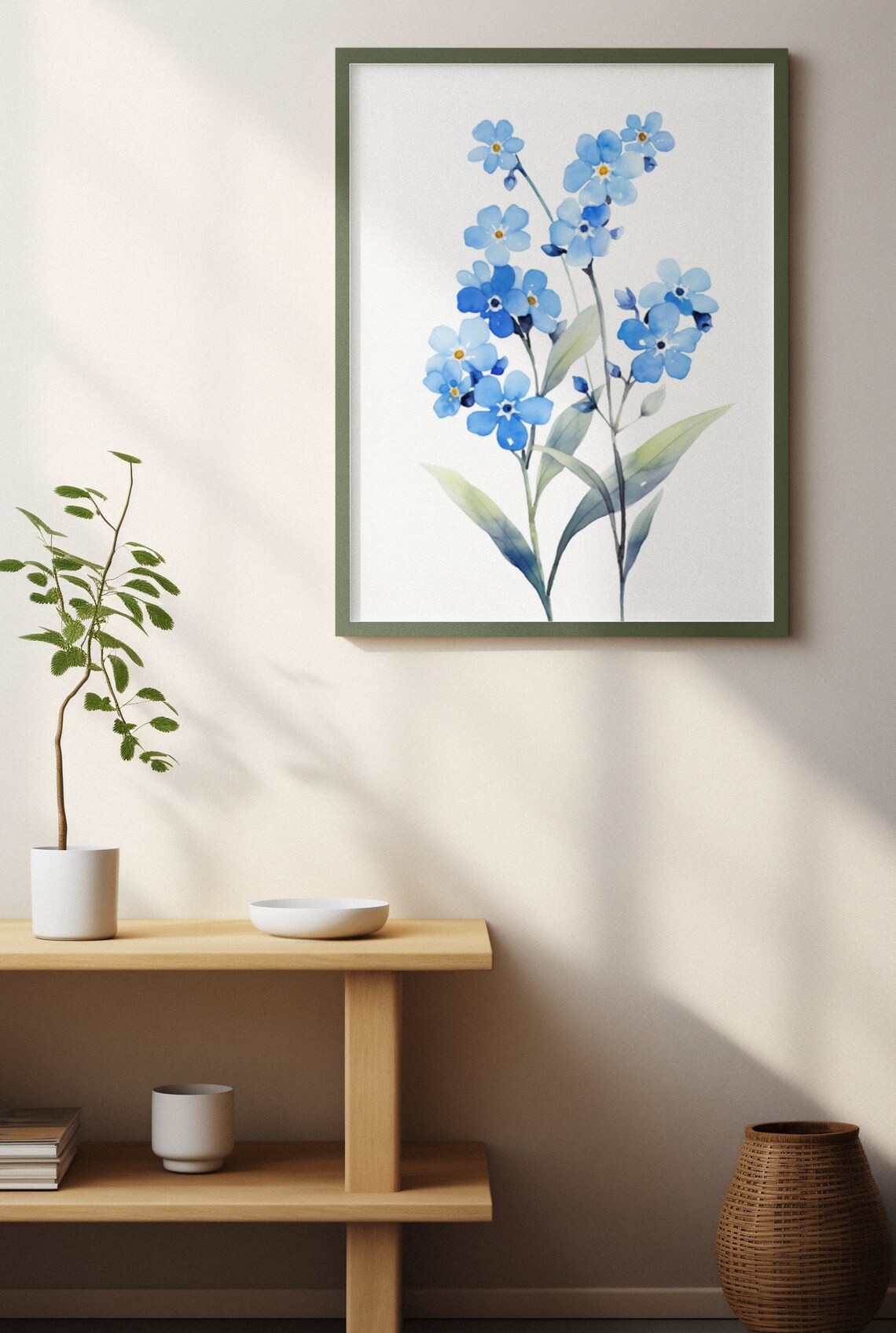 Blue Forget-Me-Not Wildflowers Charming Watercolor Art Poster - Image 4