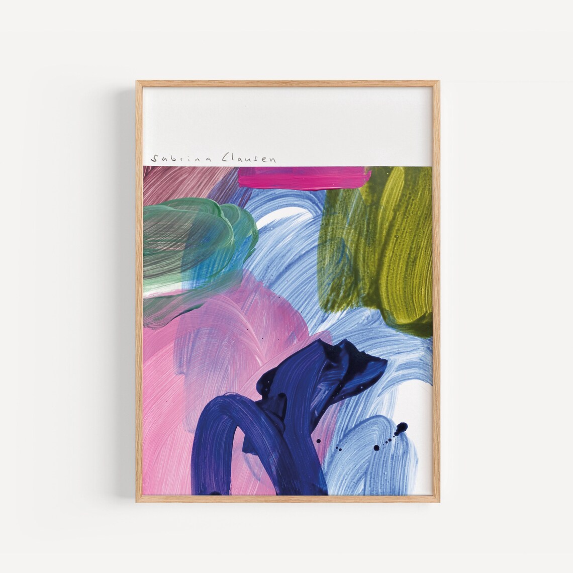 Sabrina Clausen Olive Green Blue Pink Abstract Brushstroke Wall Art